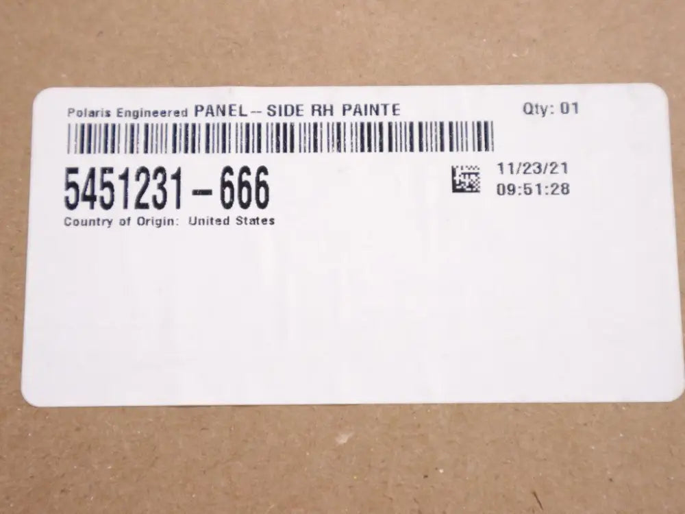 NEW OEM Polaris Pearl Black Side Panel - 5451231-666, 5451230-666